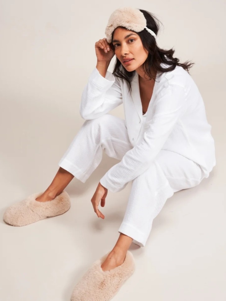 Helen Moore Masque pour les yeux en fausse fourrure beige