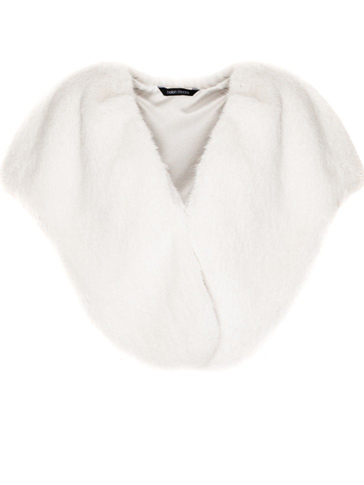 Helen Moore Elfenbeinfarbener Vintage-Kunstpelz-Brautschal