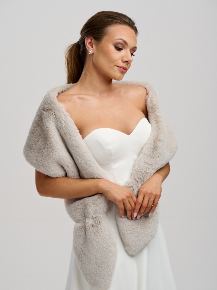 Helen Moore Mist Grey Vixen Faux Fur Stole