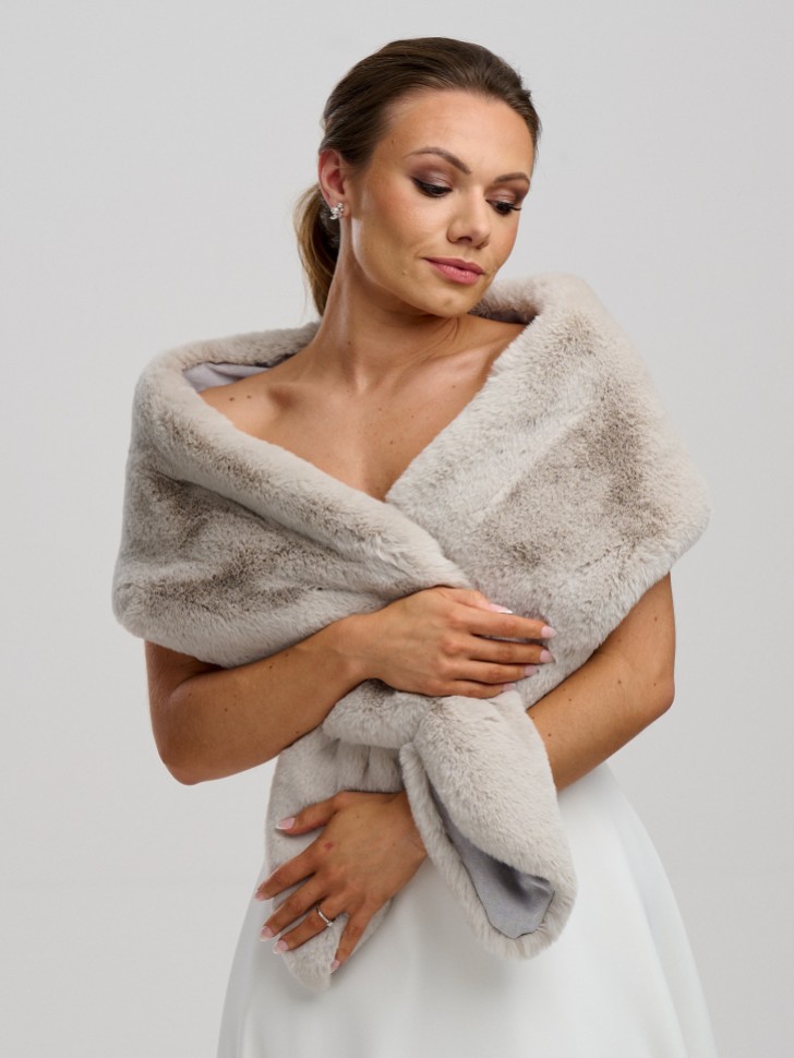 Helen Moore Mist Grey Vixen Faux Fur Stole