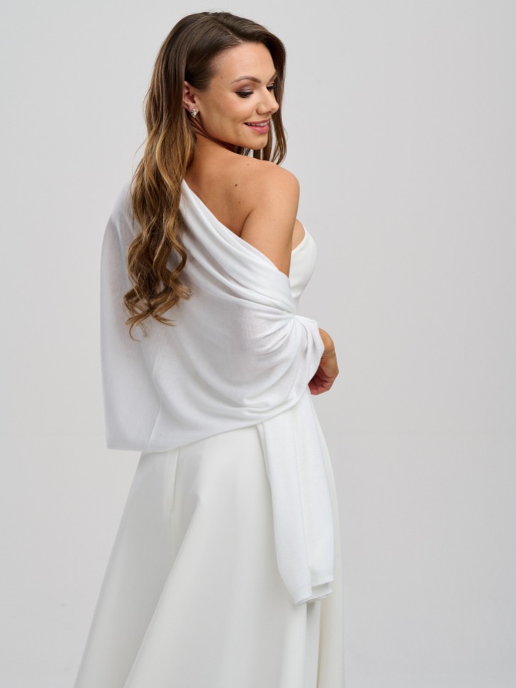 Maria Ivory Fine Knitted Slim Wedding Stole