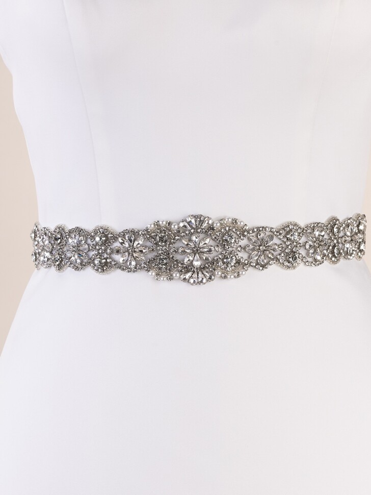Perfect Bridal Cinto de vestido com cristais e miçangas, inspirado no estilo vintage Emmy