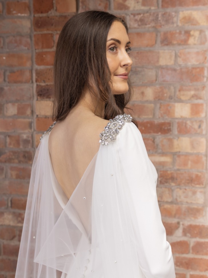 Perfect Bridal Ivory Diamante Cowl Back Cape Veil