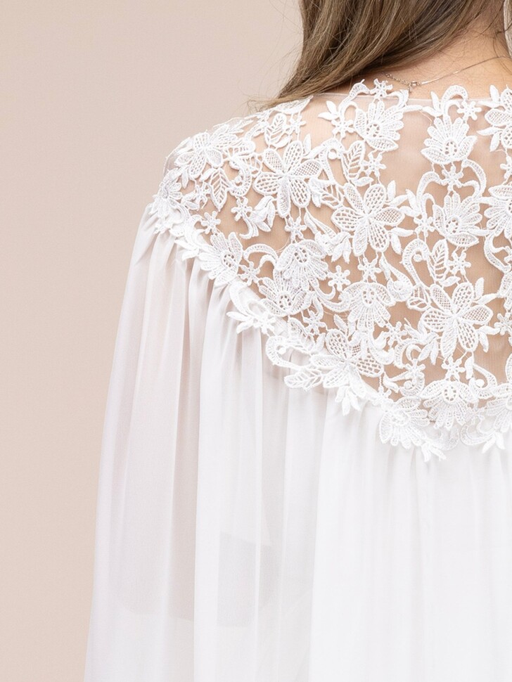 Perfect Bridal Ivory Lace and Chiffon Wedding Cape 