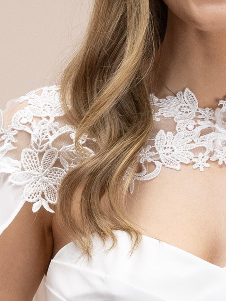 Perfect Bridal Ivory Lace and Chiffon Wedding Cape 