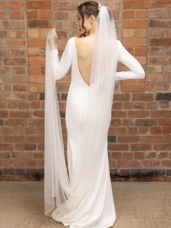 Perfect Bridal Ivory Single Tier Pearl and Diamante Cathedral Veil