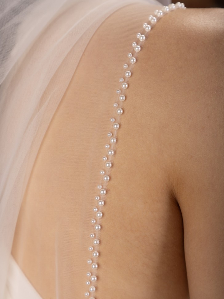 Perfect Bridal Ivory Single Tier Pearl Edge Cathedral Veil