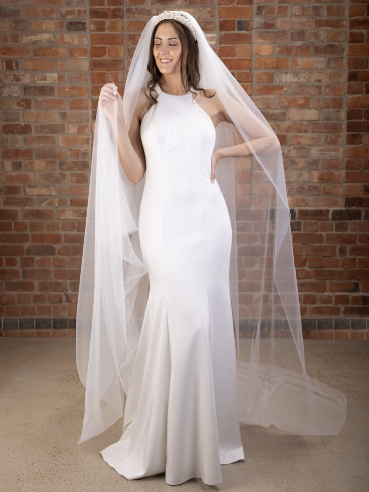 Perfect Bridal Ivory Single Tier Plain Cathedral Veil with Cut Edge