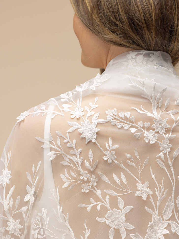 Perfect Bridal Ivory Tulle Cathedral Veil with Ivory Leaf Embroidery 