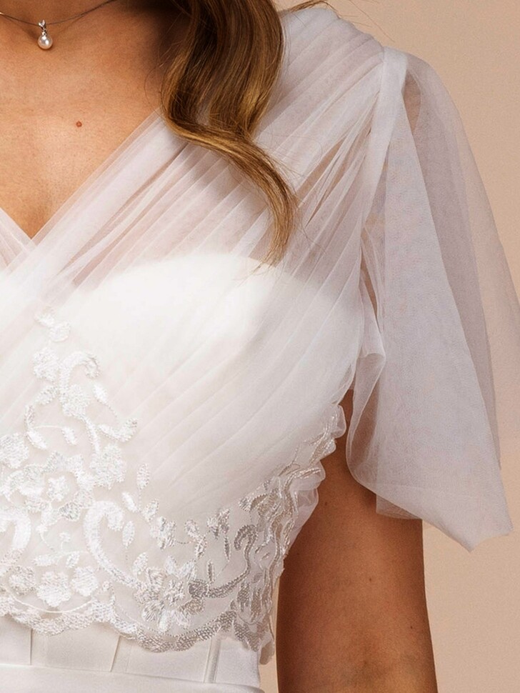 Perfect Bridal Lace and Tulle Butterfly Sleeve Topper