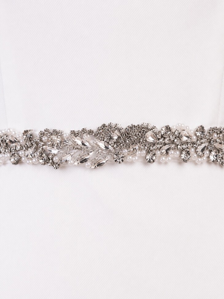 Perfect Bridal Silver Diamante Crystal Pearl Bridal Belt