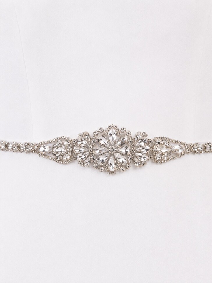 Perfect Bridal Silver Slim Diamante Crystal Bridal Belt