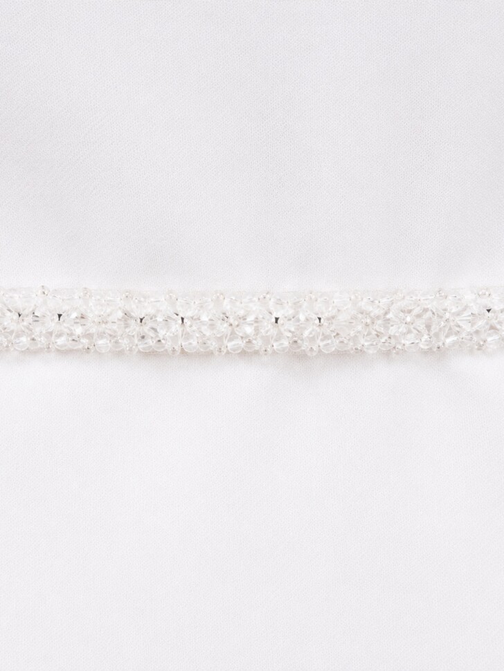 Perfect Bridal Slim Clear Beaded Floral Design Bridal Belt