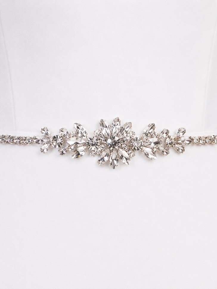 Perfect Bridal Super Slim Crystal Blossom Bridal Belt