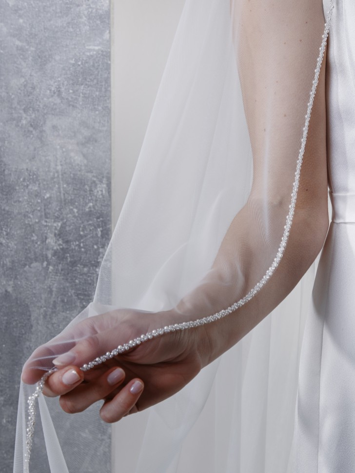 Rainbow Club Holunderblüte Elfenbein Perlen Rand Kapelle Länge Schleier