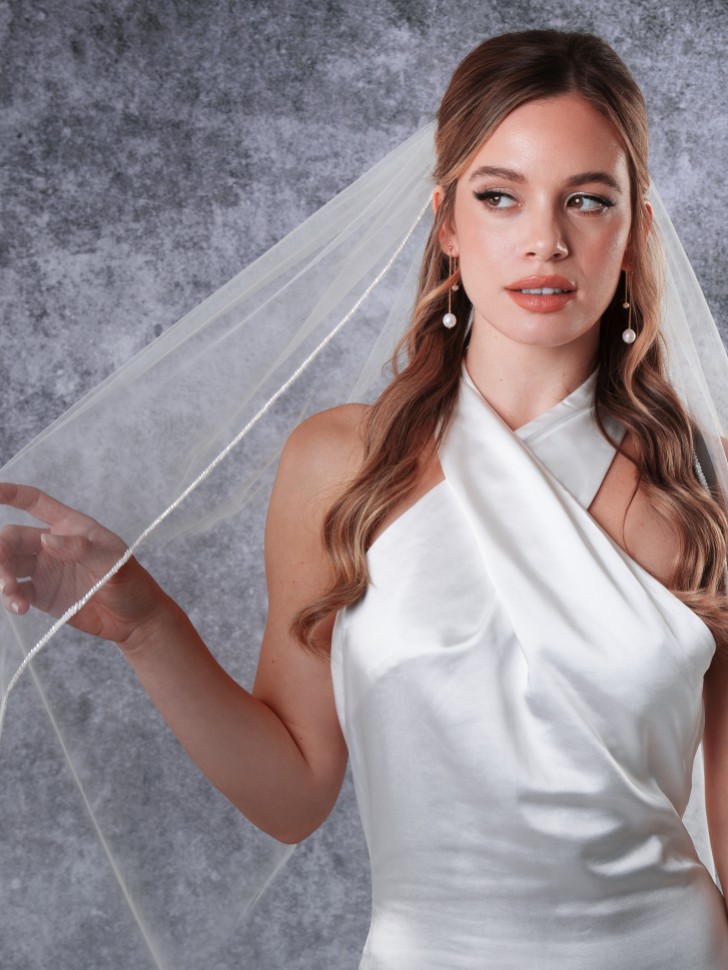 Rainbow Club Harmony Ivory Single Tier Beaded Edge Chapel Veil
