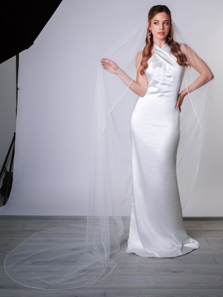 Rainbow Club Harmony Ivory Single Tier Beaded Edge Chapel Veil