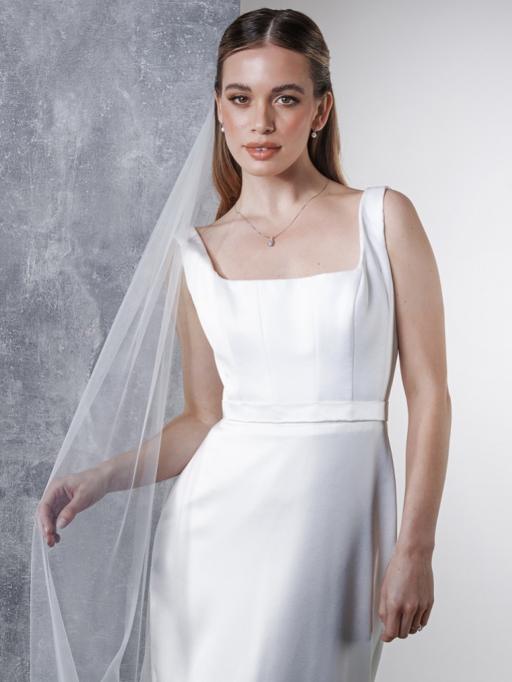 Rainbow Club Indigo Embellished Comb Ivory Chapel Veil