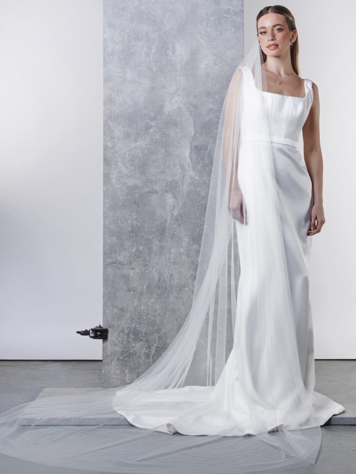 Rainbow Club Indigo Embellished Comb Ivory Chapel Veil