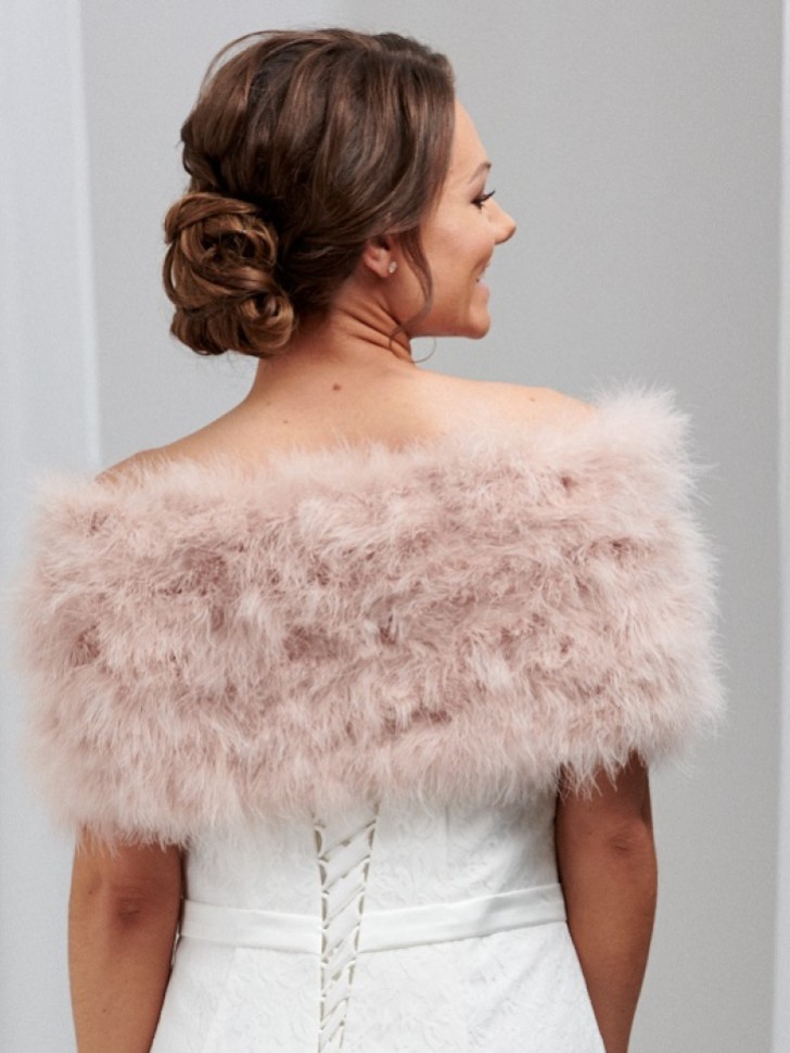 Scarlet Blush Feather Bridal Stole