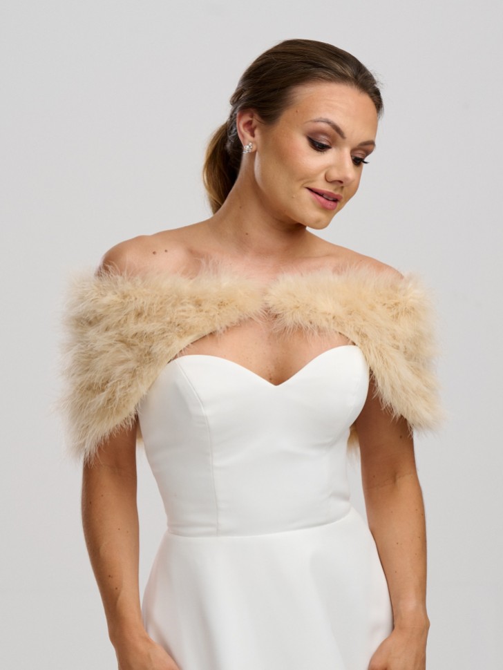 Scarlet Champagne Feather Bridal Stole