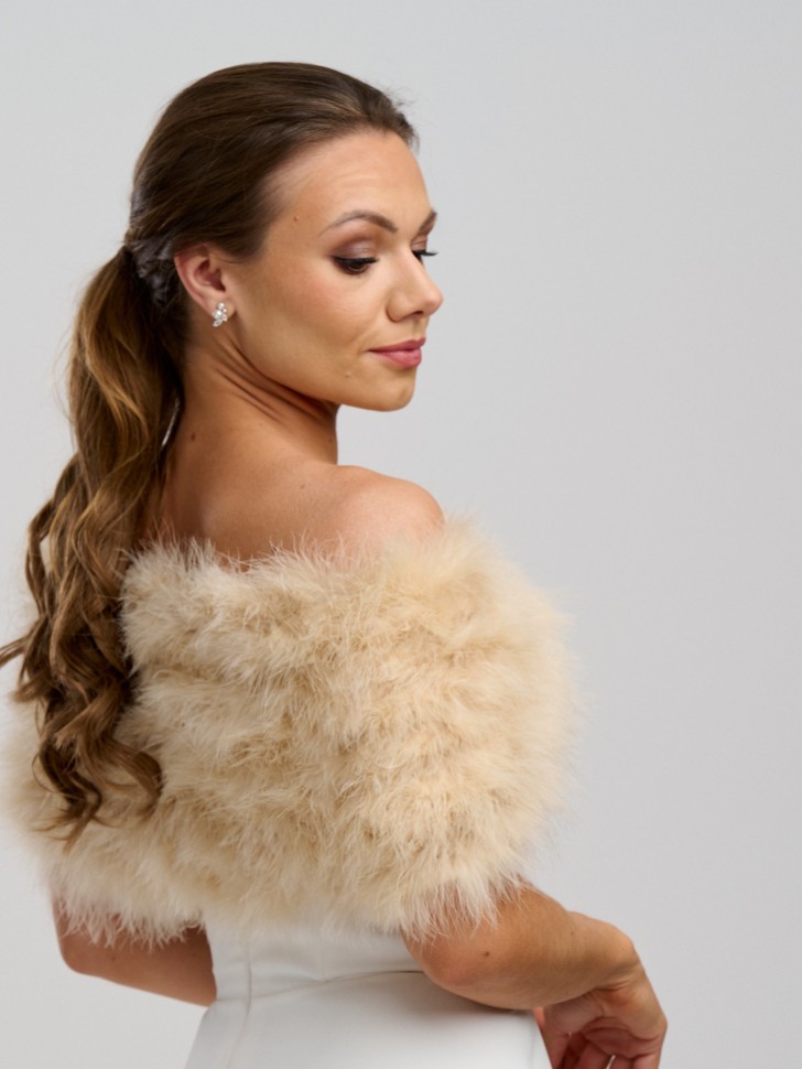 Scarlet Champagne Feather Bridal Stole