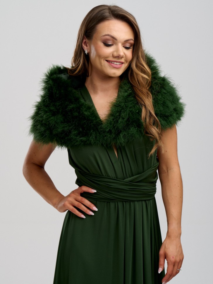 Scarlet Olive Green Feather Wedding Wrap