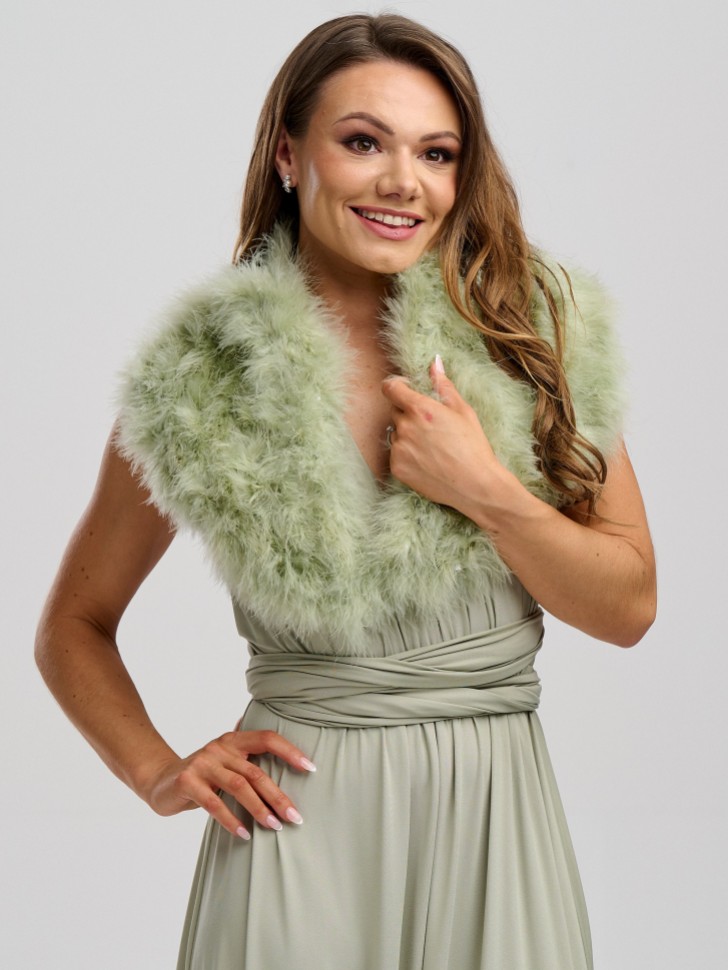 Scarlet Sage Green Feather Wedding Wrap