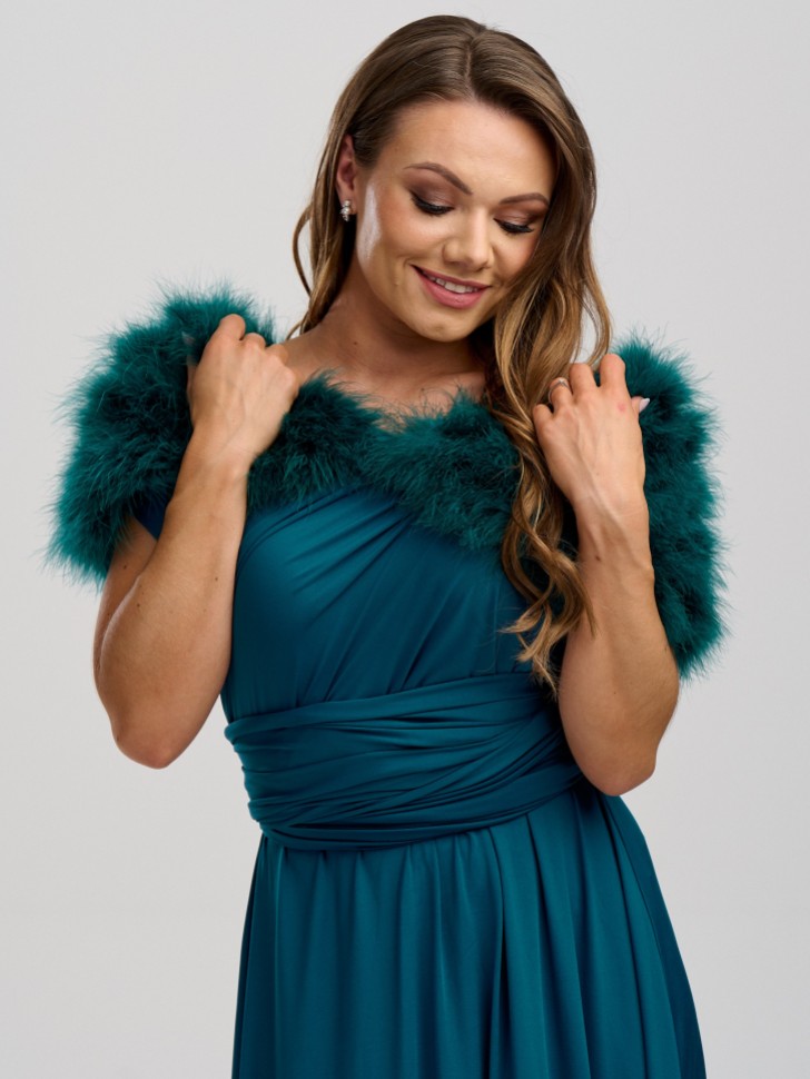 Scarlet Teal Feather Wedding Wrap