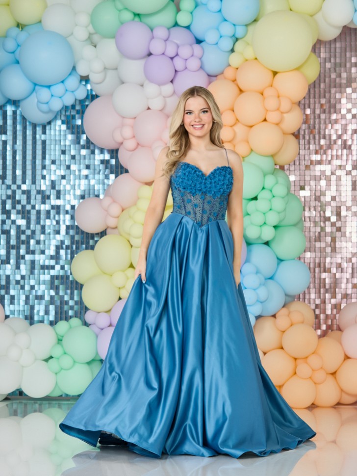 Tiffanys Kaylee Peacock Blue Prom Dress