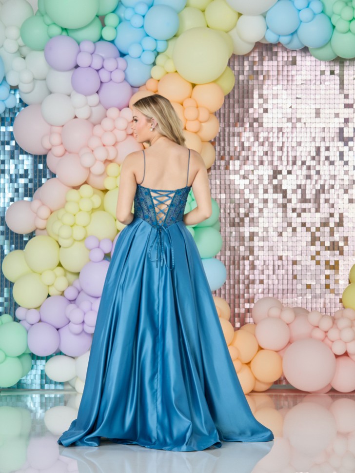 Tiffanys Kaylee Peacock Blue Prom Dress