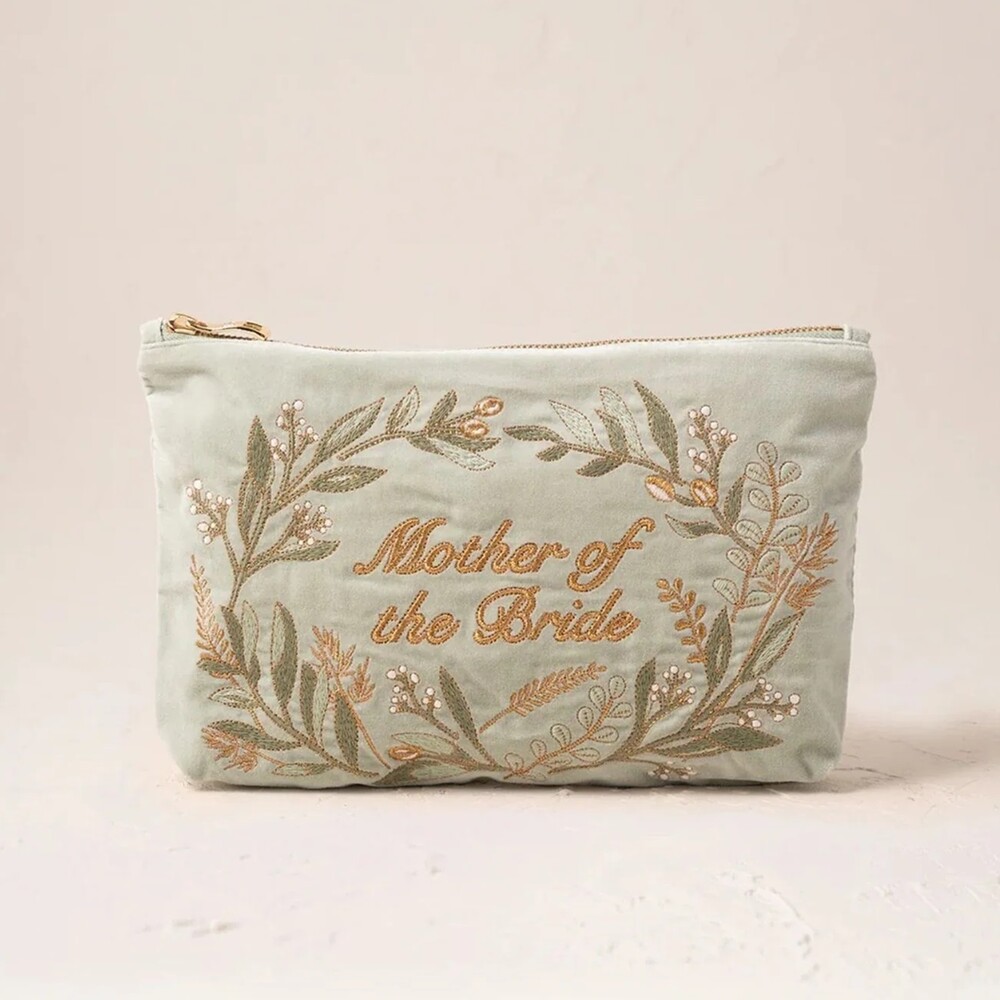 Elizabeth Scarlett Olive Branch Mother of the Bride Sage Velvet Pouch
