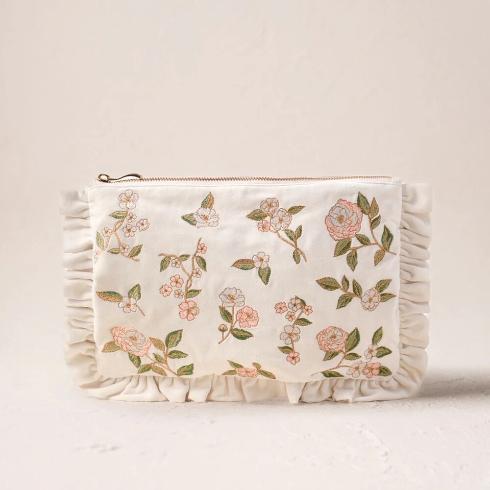ROSE BLANCHE MARCHÉ BAG & POUCH S Elizabeth Scarlett Pressed Flowers Frill Bride Pouch