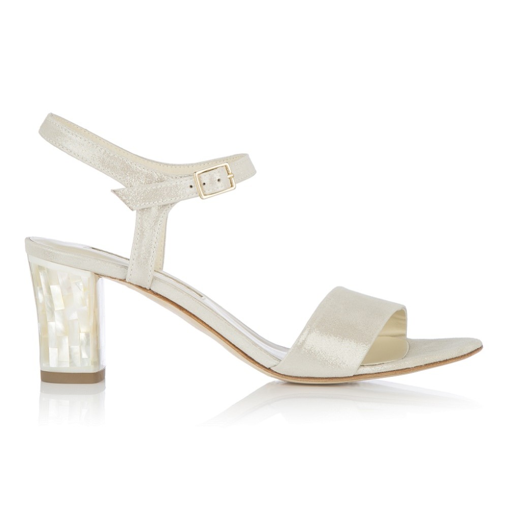 champagne block heel sandals