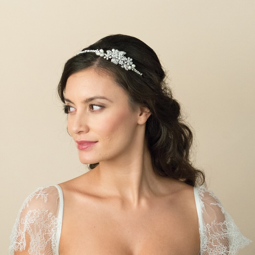 Ivory and Co Clara Pearl and Crystal Bridal Headband display picture 1