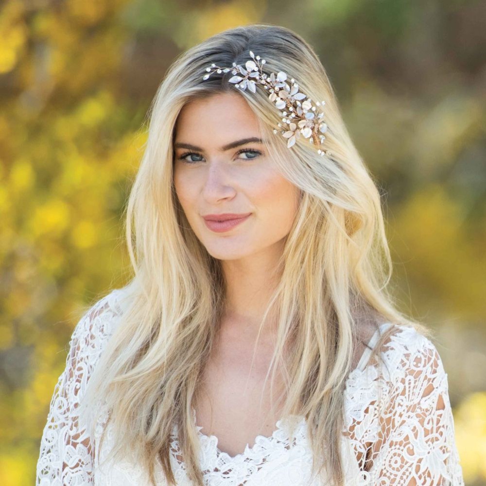 Ivory and Co Siren Rose Gold Enameled Floral Bridal Hair Clip