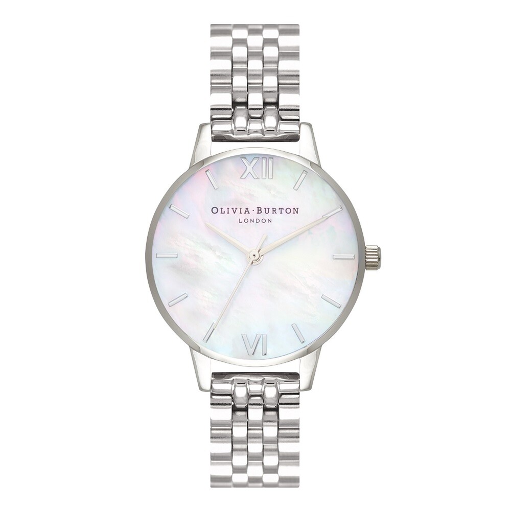 Olivia Burton Mother of Pearl 30mm Silver Bracelet Watch display picture 1