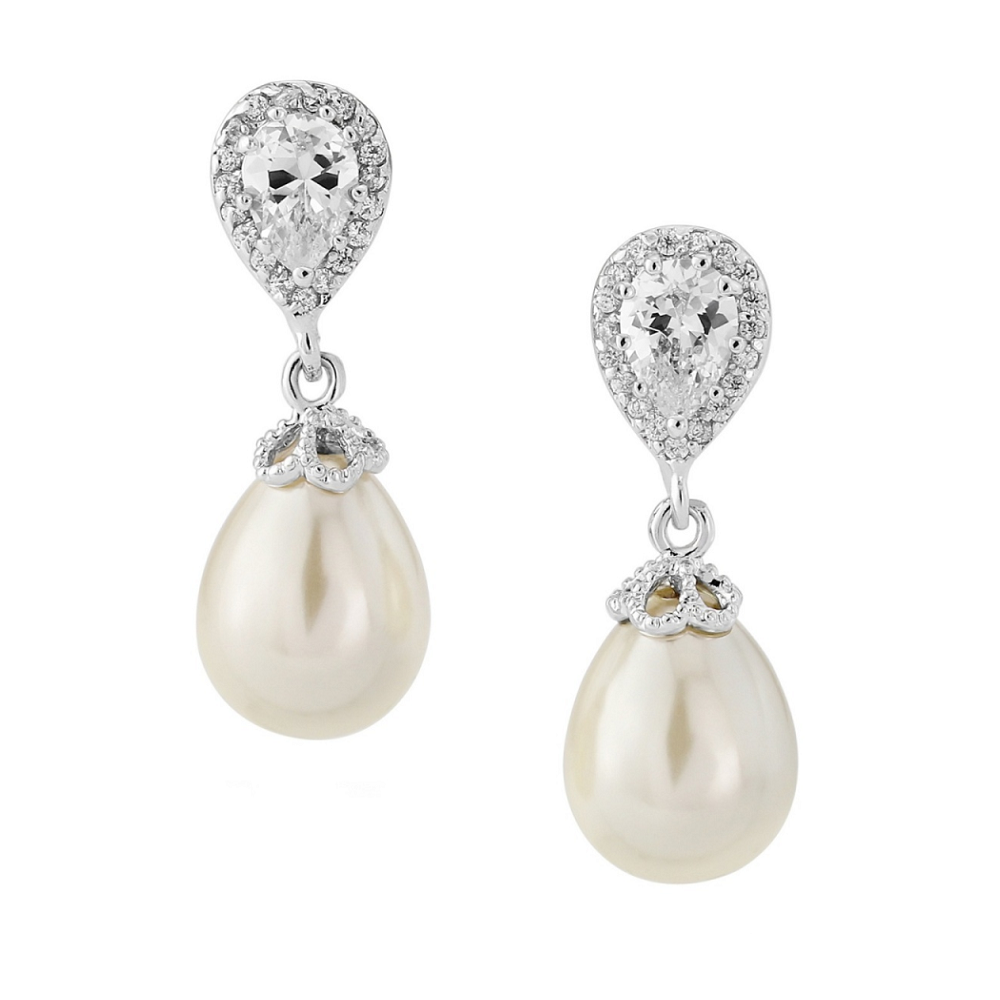 pearl bridal stud sterling silver earrings wedding greek jewelry