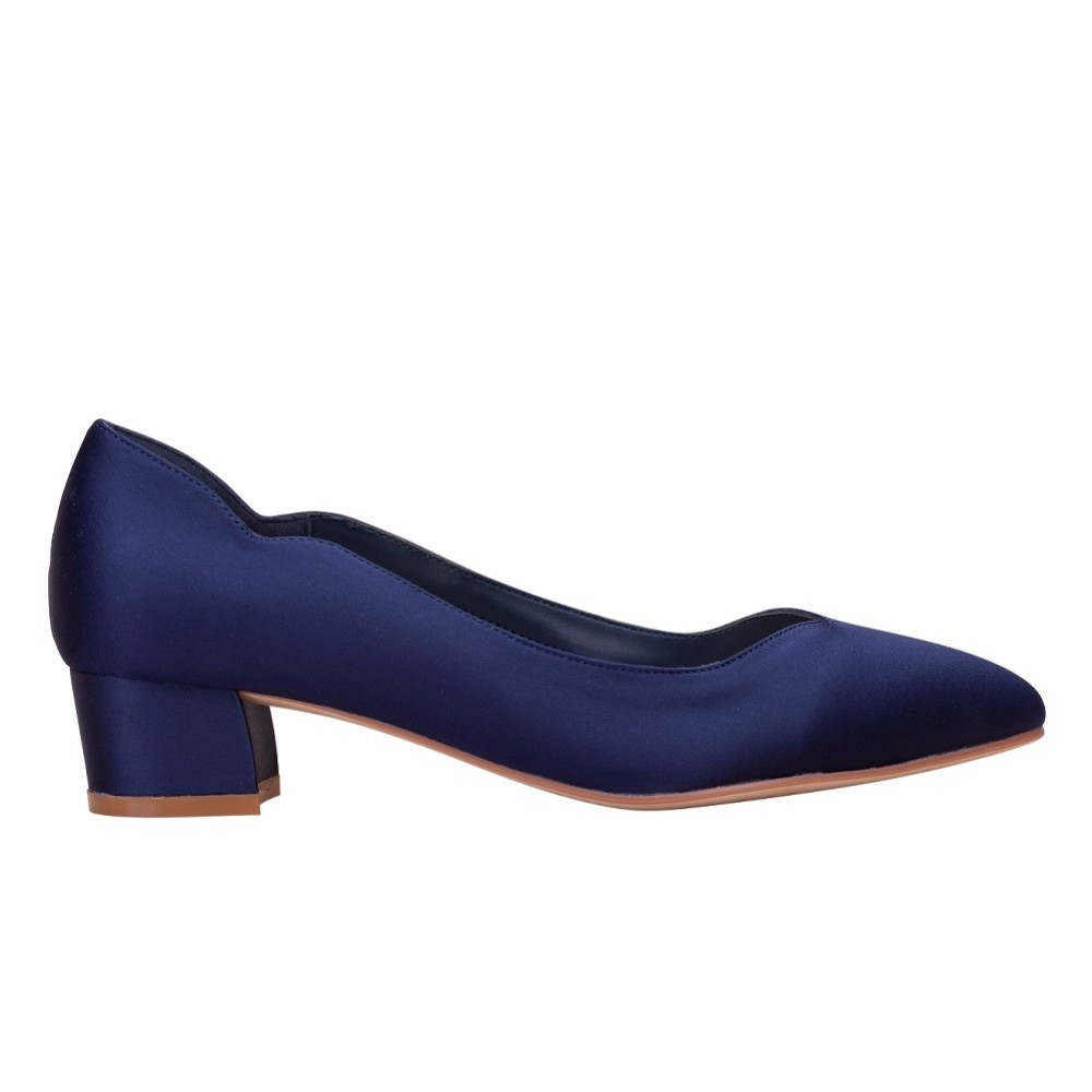 navy blue dress shoes low heel Something Bleu Sophia Feather Kitten Heel d'Orsay Pump in Navy at Nordstrom, Size 9.5 main image 1
