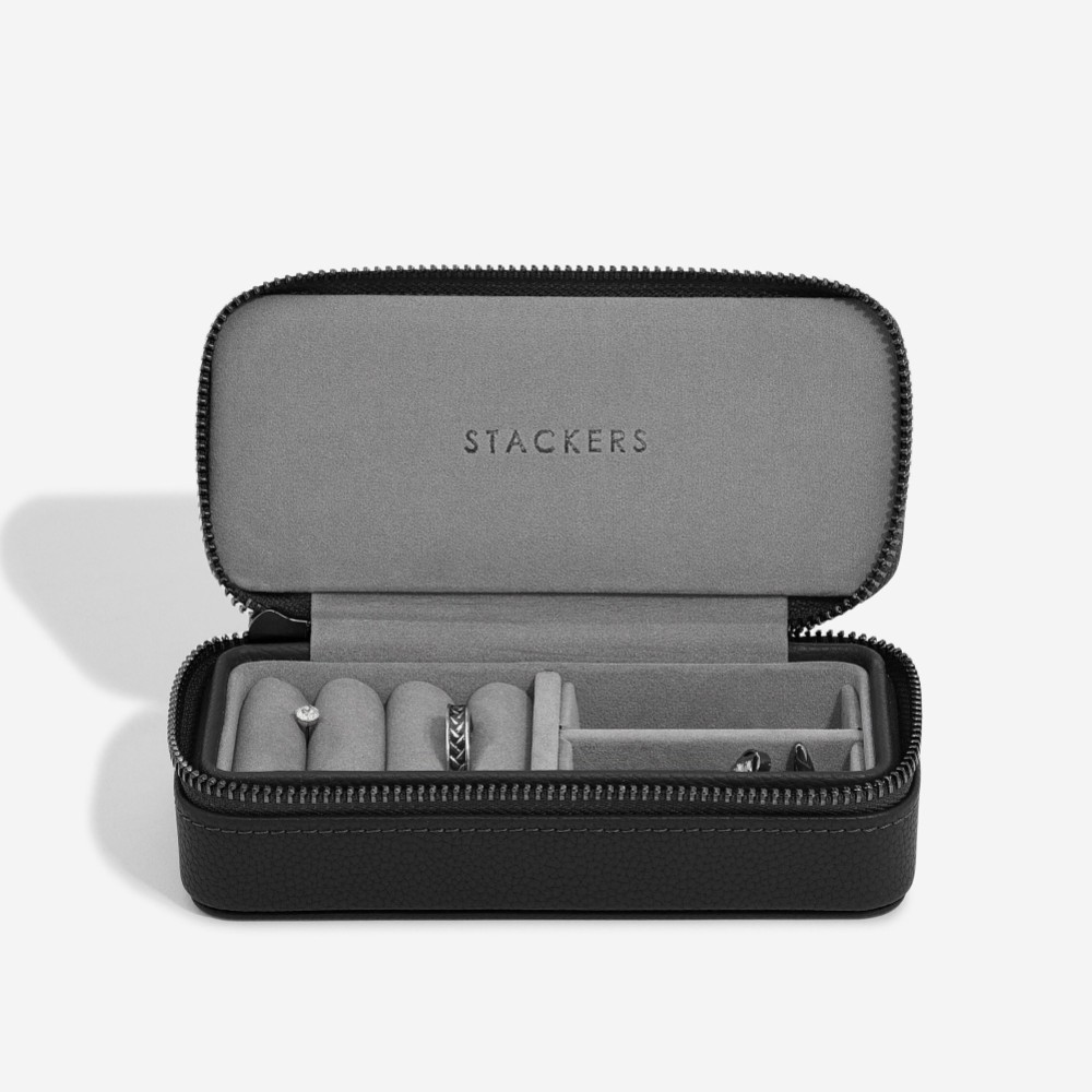 Stackers Men's Black Zipped Travel Jewelry Box