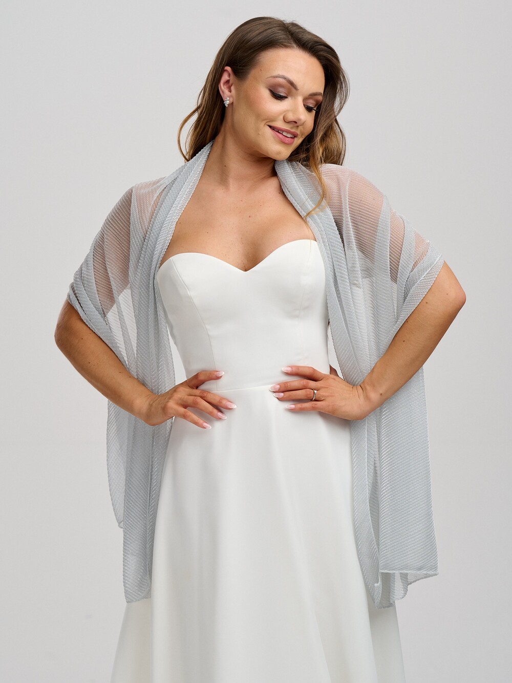 silver cover up for formal dress Zapakasa Women Silver Satin Long Formal Dress with Slit Mermaid Strapless  Wedding Guest Dress main image 0