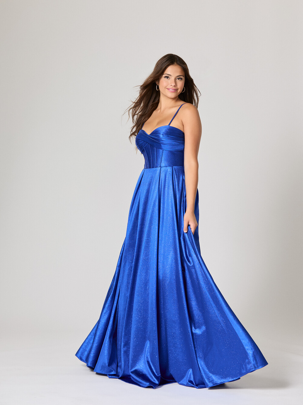 royal blue formal dresses Navy Blue V Neck Wedding Dress With 3/4 Sleeves – Lisposa main image 1