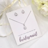 Photograph: 'Thank You For Being My Bridesmaid' Silver Crystal Stud Jewelry Set