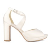 Photograph: Avalia Cindy Ivory Satin Cross Strap Block Heel Platform Sandals