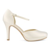Photograph: Avalia Dona Ivory Satin Ankle Strap Platform Court Shoes