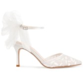 Photograph: Bella Belle Joselyn Ivory Floral Lace Ankle Heels with Tulle Bows (Talons de cheville en dentelle florale avec nœuds en tulle)