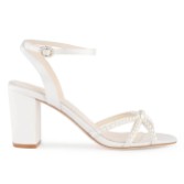 Photograph: Bella Belle Lilia Ivory Silk Pearl Strappy Block Heel Sandals (Sandales à talons hauts en soie et perles)