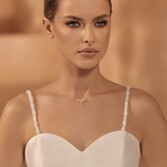 Zdjęcie: Bianco – odpinane, cienkie ramiączka do sukienki w kolorze kości słoniowej z kwiatowym wzorem z koralików