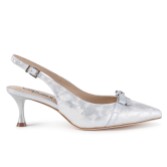 Photograph: Capollini Allegra - Talons aiguilles en cuir nubuck argenté avec nœud