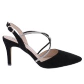 Photograph: Capollini Charlotte Black Suede Diamante Cross Strap Slingbacks